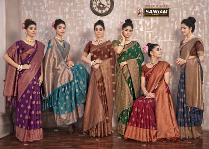 Sangam Kesariya Exclusive Wear Wholesale Sarees Catalog
